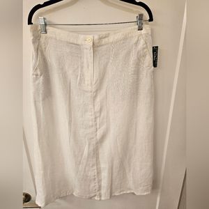 NWT - L.L. Bean White Linen Skirt - Classic Straight Fit -  Size 14